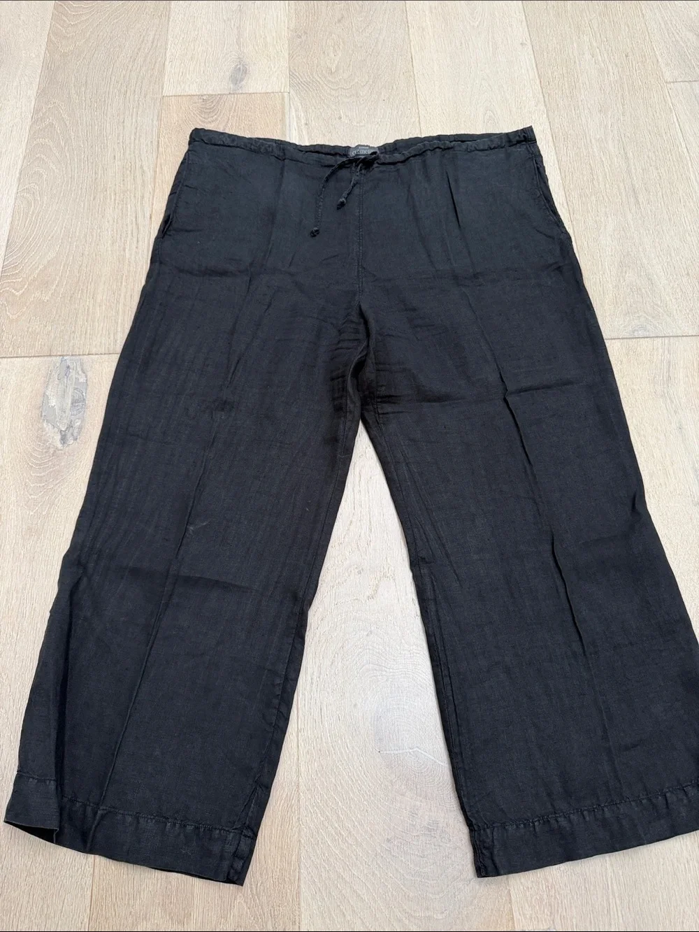 Black Drawstring Linen Pants